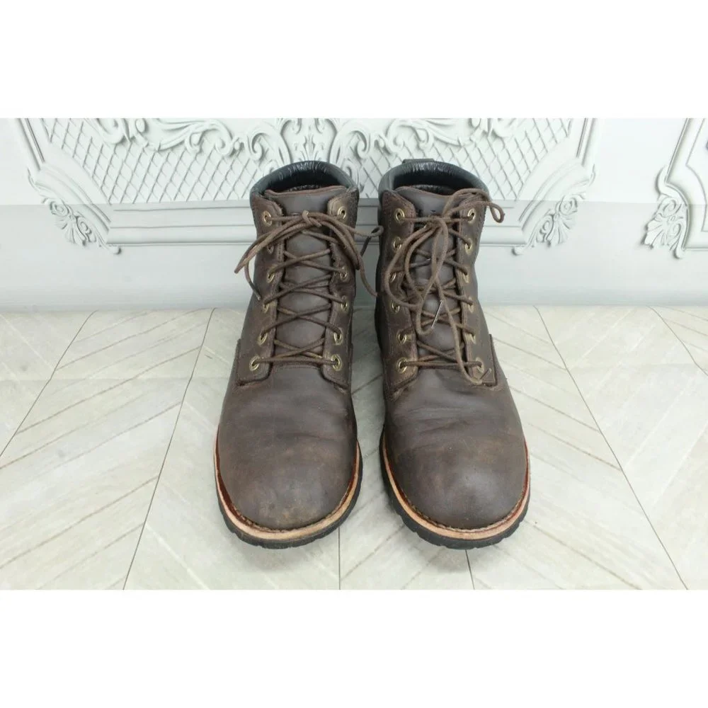 LL Bean Brown Leather Plain-Toe Bucksport Vibram Sole Work Boots Size 10 M - Picture 5 of 9